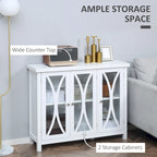 Credenza a buffet con ante in vetro a 2 ante grigio/bianco, montaggio singolo