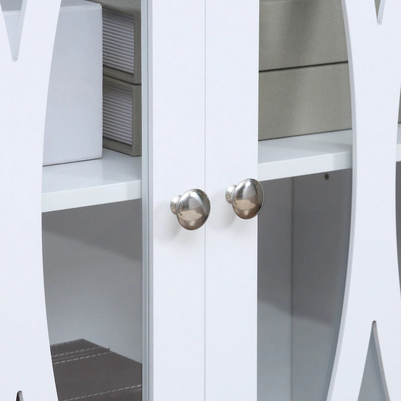 Credenza a buffet con ante in vetro a 2 ante grigio/bianco, montaggio singolo