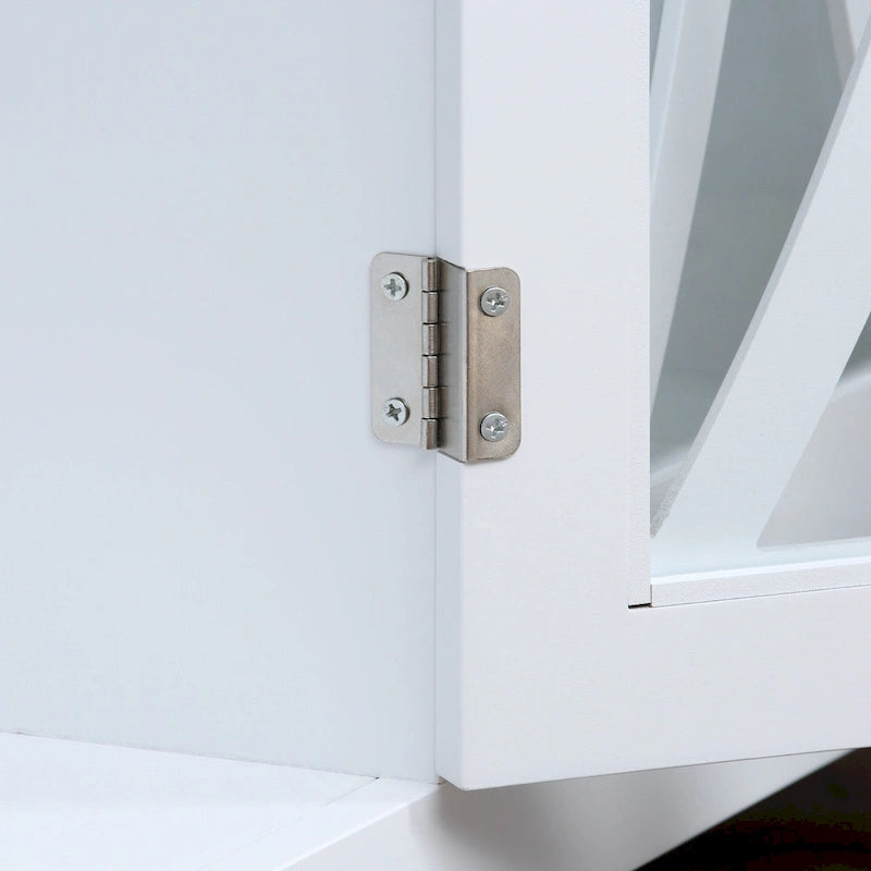 Credenza a buffet con ante in vetro a 2 ante grigio/bianco, montaggio singolo