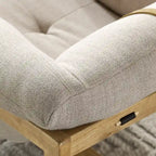 Poltrona, Rivestimento in Pelle Marrone / Tessuto Bianco Sporco, Seduta Singola, Struttura in Legno Massello