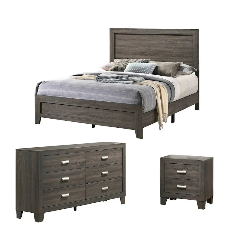 Set Composto da 3 Pezzi per Camera da Letto – Letto, Cassettiera e Comodino, per 1–2 Persone