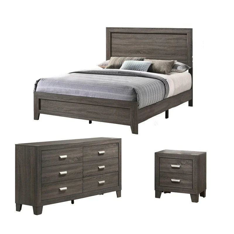 Set Composto da 3 Pezzi per Camera da Letto – Letto, Cassettiera e Comodino, per 1–2 Persone