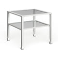 Tavolino da caffè a due ripiani in vetro bianco/oro, stile geometrico moderno, singolo