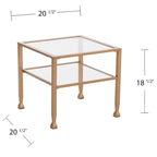 Tavolino da caffè a due ripiani in vetro bianco/oro, stile geometrico moderno, singolo