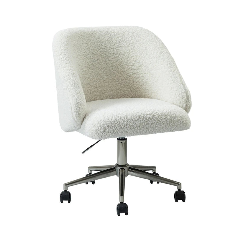 Sedia da ufficio girevole in bouclé avorio / nero / senape / grigio / blu navy, regolabile in altezza, rotazione a 360°, per 1 persona