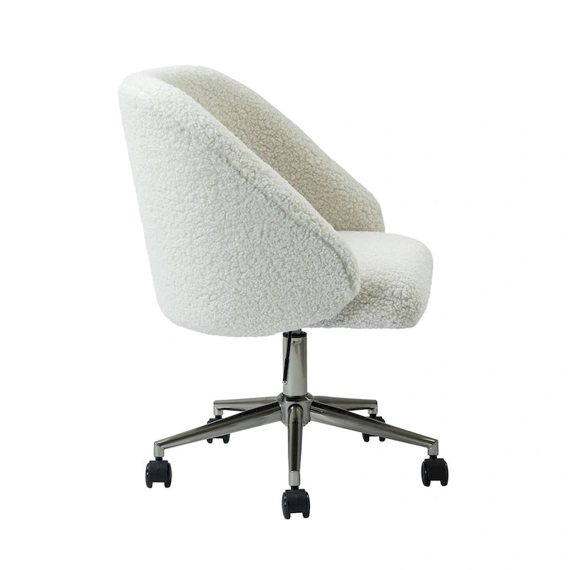 Sedia da ufficio girevole in bouclé avorio / nero / senape / grigio / blu navy, regolabile in altezza, rotazione a 360°, per 1 persona