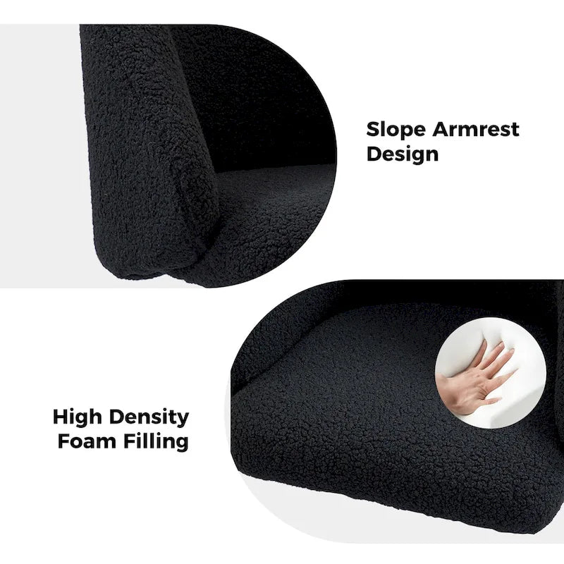 Sedia da ufficio girevole in bouclé avorio / nero / senape / grigio / blu navy, regolabile in altezza, rotazione a 360°, per 1 persona