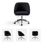 Sedia da ufficio girevole in bouclé avorio / nero / senape / grigio / blu navy, regolabile in altezza, rotazione a 360°, per 1 persona