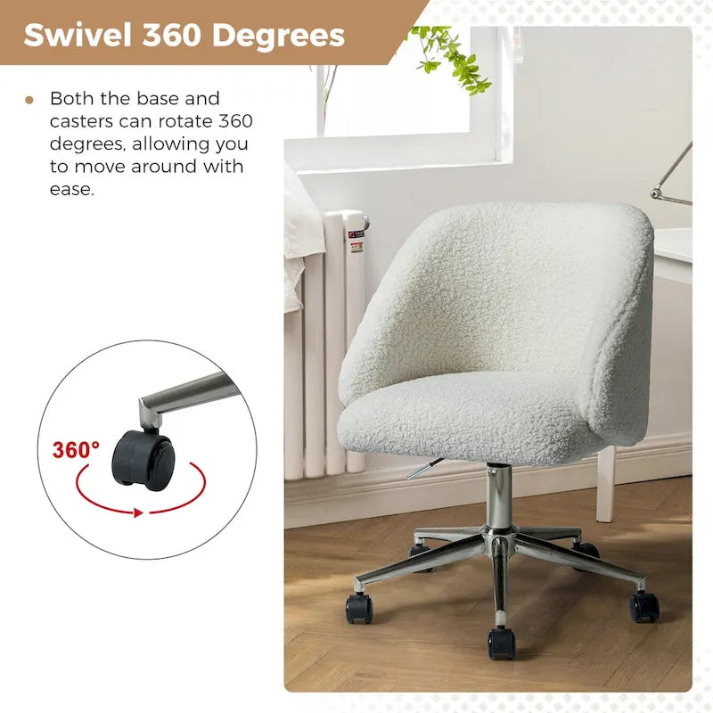 Sedia da ufficio girevole in bouclé avorio / nero / senape / grigio / blu navy, regolabile in altezza, rotazione a 360°, per 1 persona