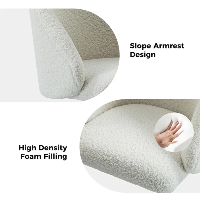 Sedia da ufficio girevole in bouclé avorio / nero / senape / grigio / blu navy, regolabile in altezza, rotazione a 360°, per 1 persona