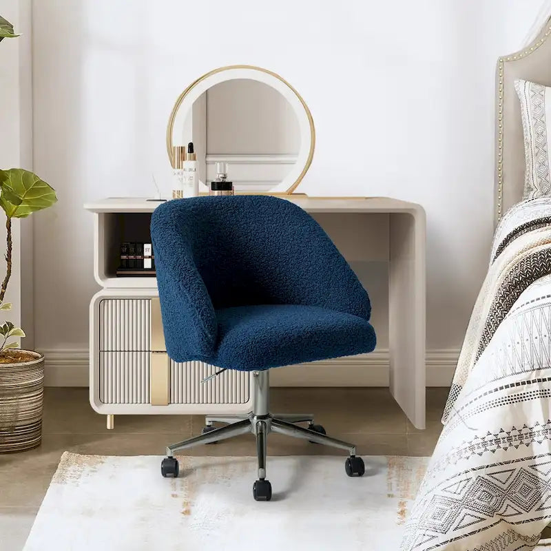 Sedia da ufficio girevole in bouclé avorio / nero / senape / grigio / blu navy, regolabile in altezza, rotazione a 360°, per 1 persona