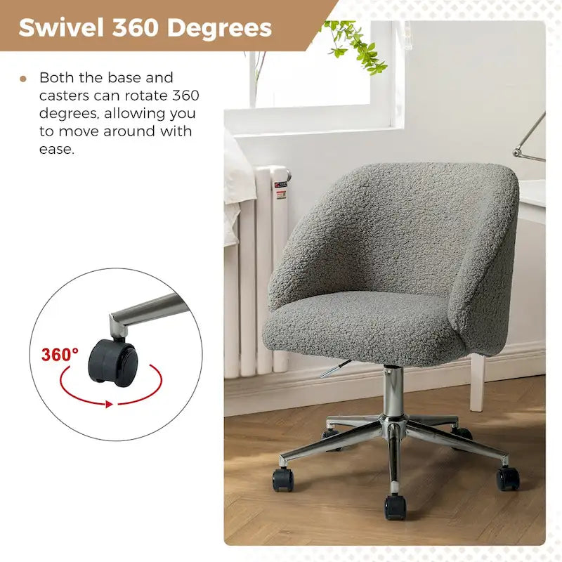 Sedia da ufficio girevole in bouclé avorio / nero / senape / grigio / blu navy, regolabile in altezza, rotazione a 360°, per 1 persona