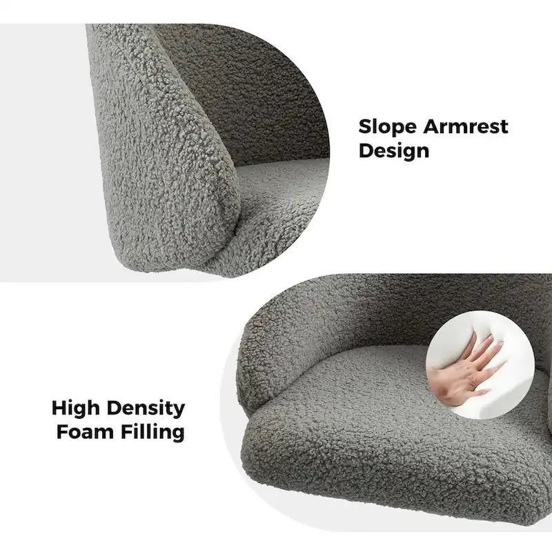 Sedia da ufficio girevole in bouclé avorio / nero / senape / grigio / blu navy, regolabile in altezza, rotazione a 360°, per 1 persona