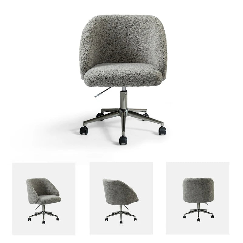 Sedia da ufficio girevole in bouclé avorio / nero / senape / grigio / blu navy, regolabile in altezza, rotazione a 360°, per 1 persona