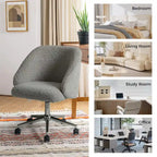 Sedia da ufficio girevole in bouclé avorio / nero / senape / grigio / blu navy, regolabile in altezza, rotazione a 360°, per 1 persona
