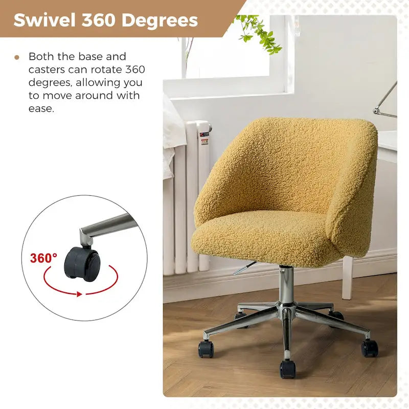 Sedia da ufficio girevole in bouclé avorio / nero / senape / grigio / blu navy, regolabile in altezza, rotazione a 360°, per 1 persona