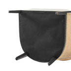 Poltrona di design in lino naturale con schienale curvo e struttura in rattan, seduta singola