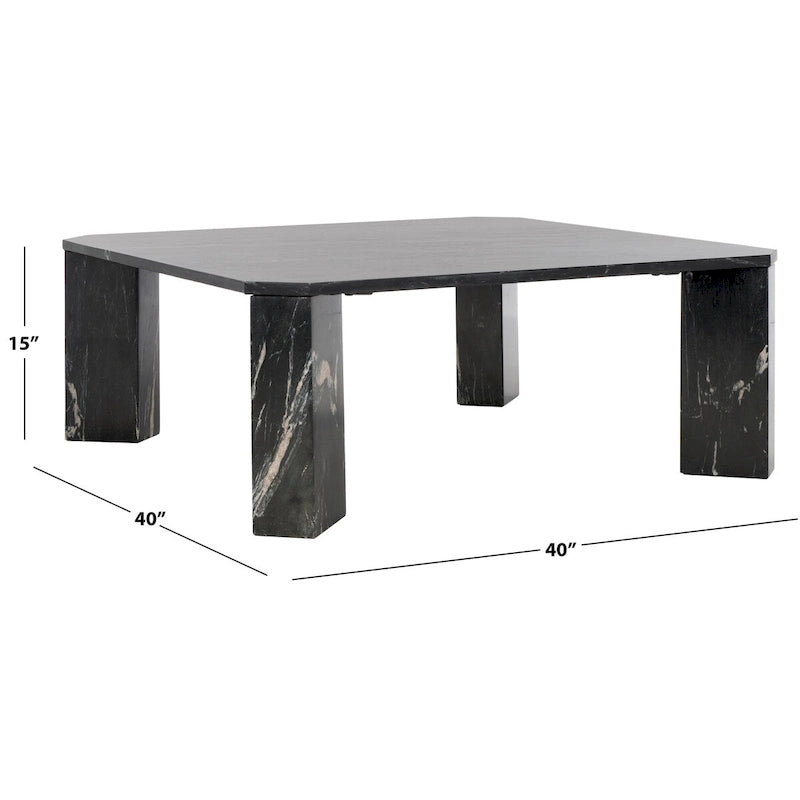 Tavolino da caffè in marmo quadrato bianco/nero, 40"L x 40"P x 15"A