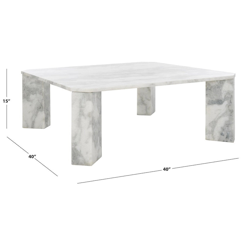 Tavolino da caffè in marmo quadrato bianco/nero, 40"L x 40"P x 15"A