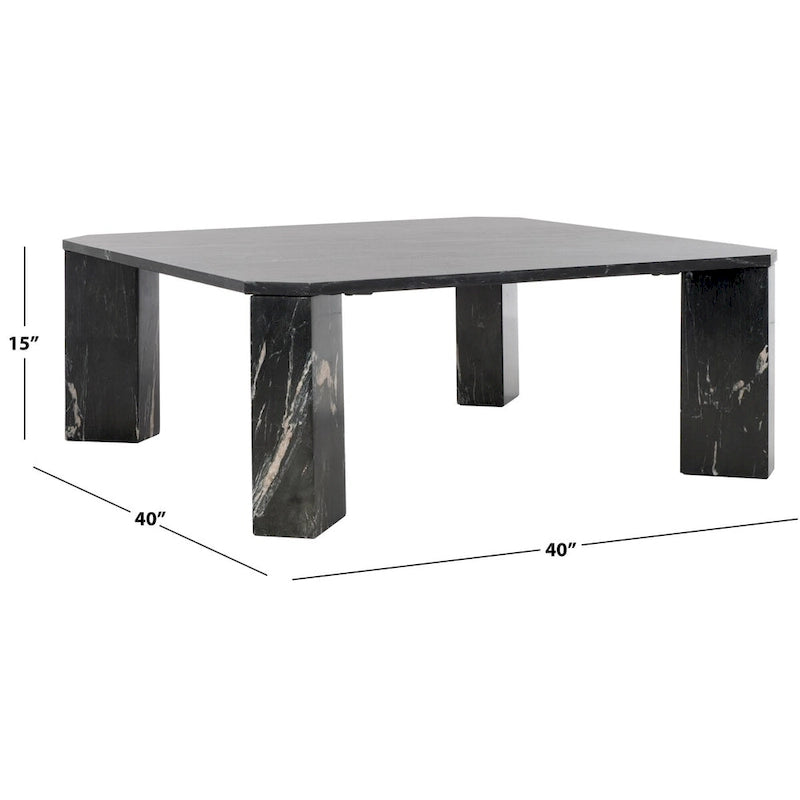 Tavolino da caffè in marmo quadrato bianco/nero, 40"L x 40"P x 15"A