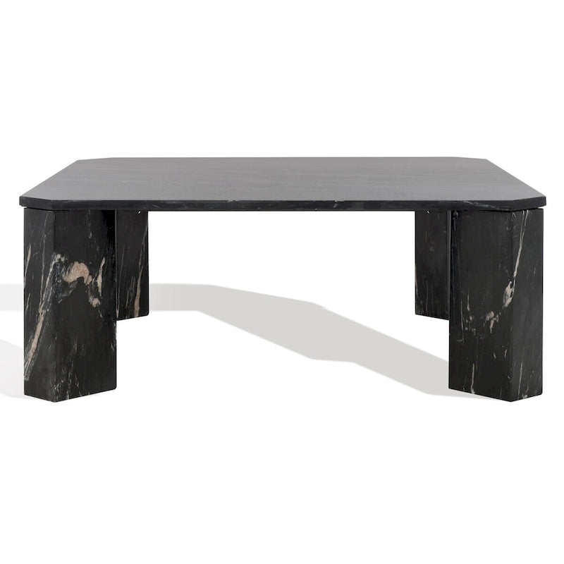Tavolino da caffè in marmo quadrato bianco/nero, 40"L x 40"P x 15"A
