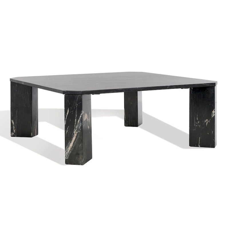 Tavolino da caffè in marmo quadrato bianco/nero, 40"L x 40"P x 15"A