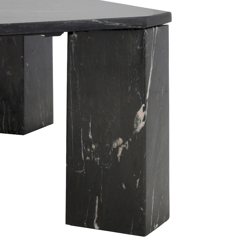 Tavolino da caffè in marmo quadrato bianco/nero, 40"L x 40"P x 15"A