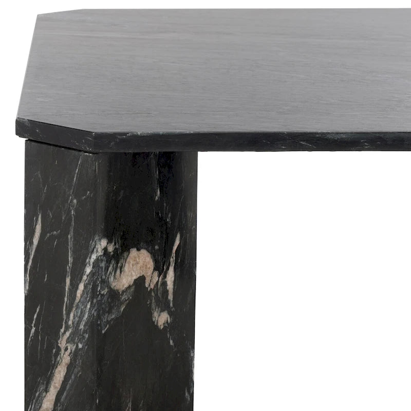 Tavolino da caffè in marmo quadrato bianco/nero, 40"L x 40"P x 15"A