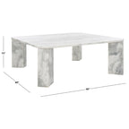 Tavolino da caffè in marmo quadrato bianco/nero, 40"L x 40"P x 15"A