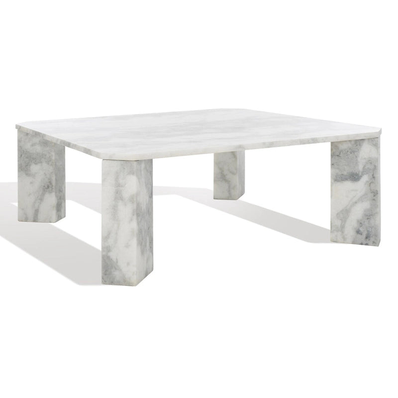 Tavolino da caffè in marmo quadrato bianco/nero, 40"L x 40"P x 15"A