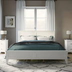 Letto matrimoniale White Queen, testiera a doghe, legno di pino + MDF, 1 persona