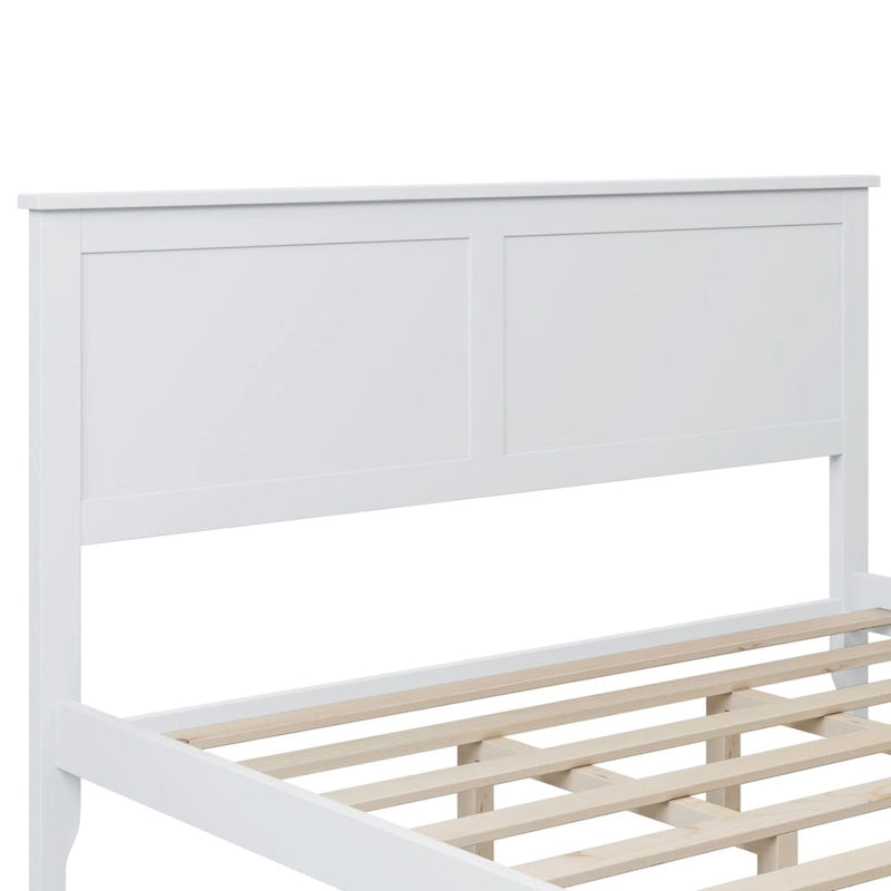 Letto matrimoniale White Queen, testiera a doghe, legno di pino + MDF, 1 persona