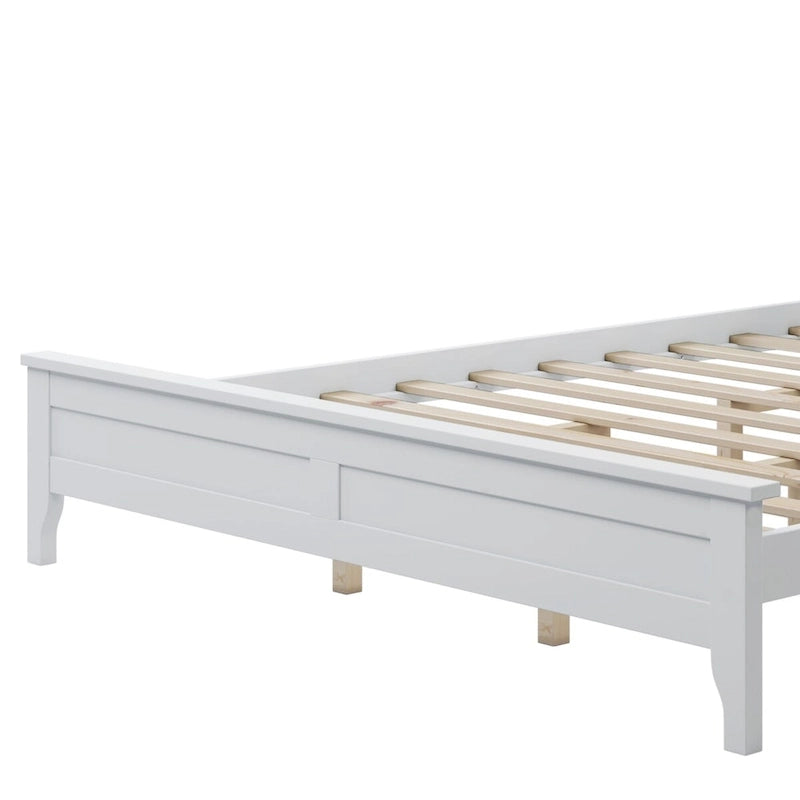 Letto matrimoniale White Queen, testiera a doghe, legno di pino + MDF, 1 persona