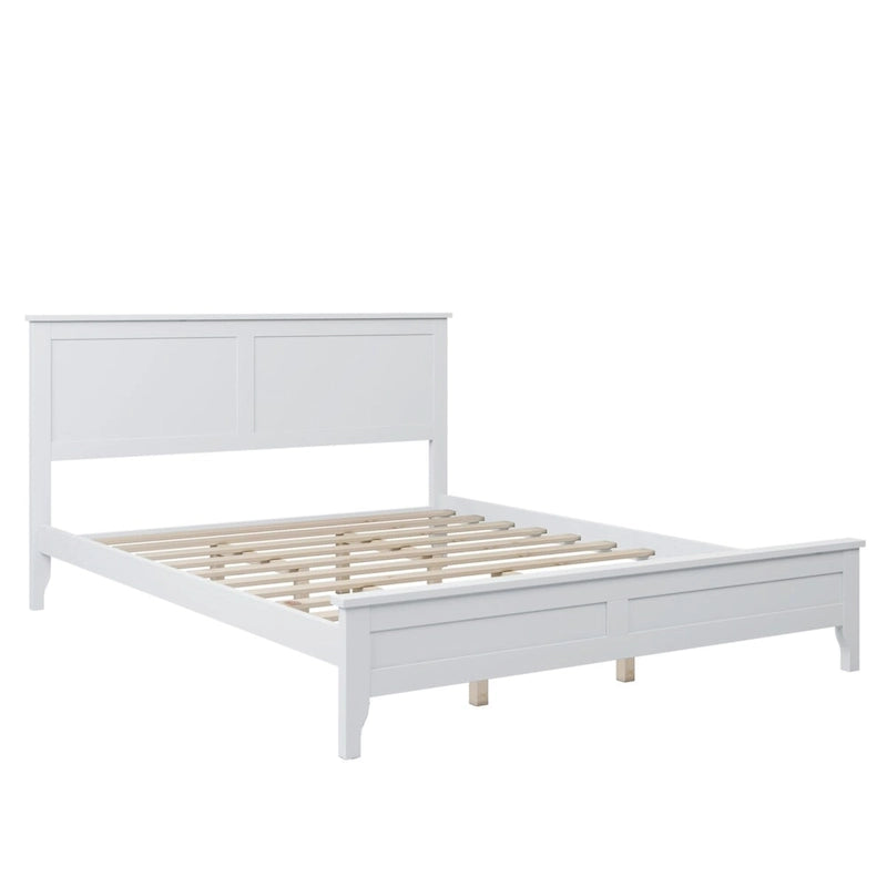 Letto matrimoniale White Queen, testiera a doghe, legno di pino + MDF, 1 persona