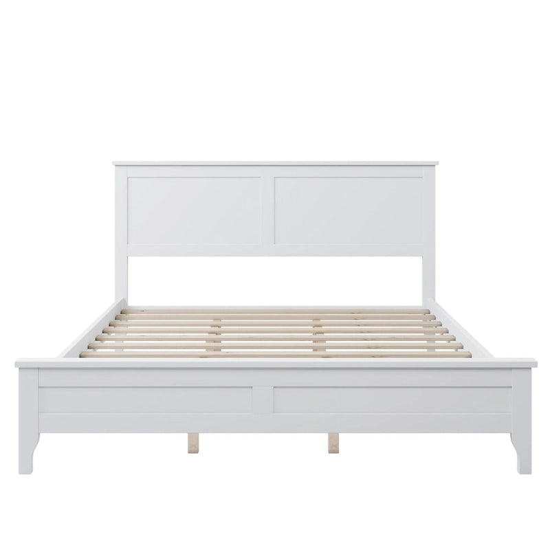 Letto matrimoniale White Queen, testiera a doghe, legno di pino + MDF, 1 persona