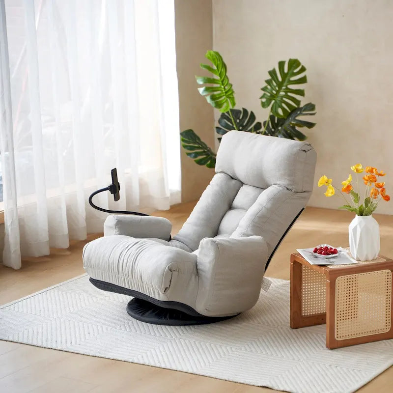Poltrona reclinabile girevole singola con poggiatesta regolabile – Giallo / Grigio / Verde / Beige