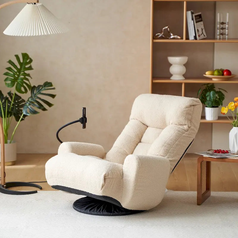 Poltrona reclinabile girevole singola con poggiatesta regolabile – Giallo / Grigio / Verde / Beige