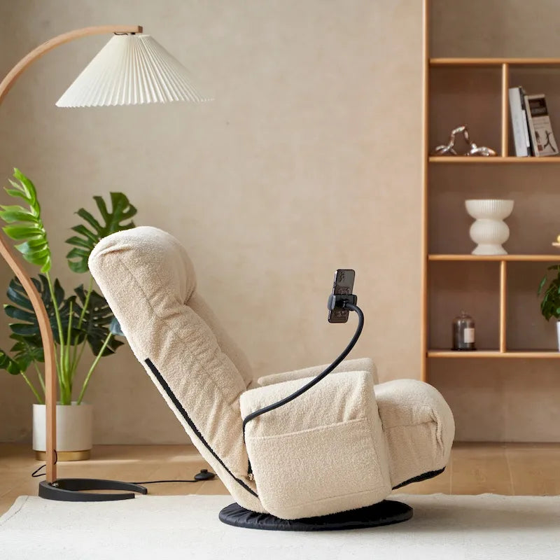 Poltrona reclinabile girevole singola con poggiatesta regolabile – Giallo / Grigio / Verde / Beige
