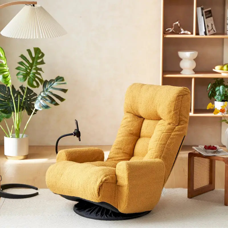 Poltrona reclinabile girevole singola con poggiatesta regolabile – Giallo / Grigio / Verde / Beige