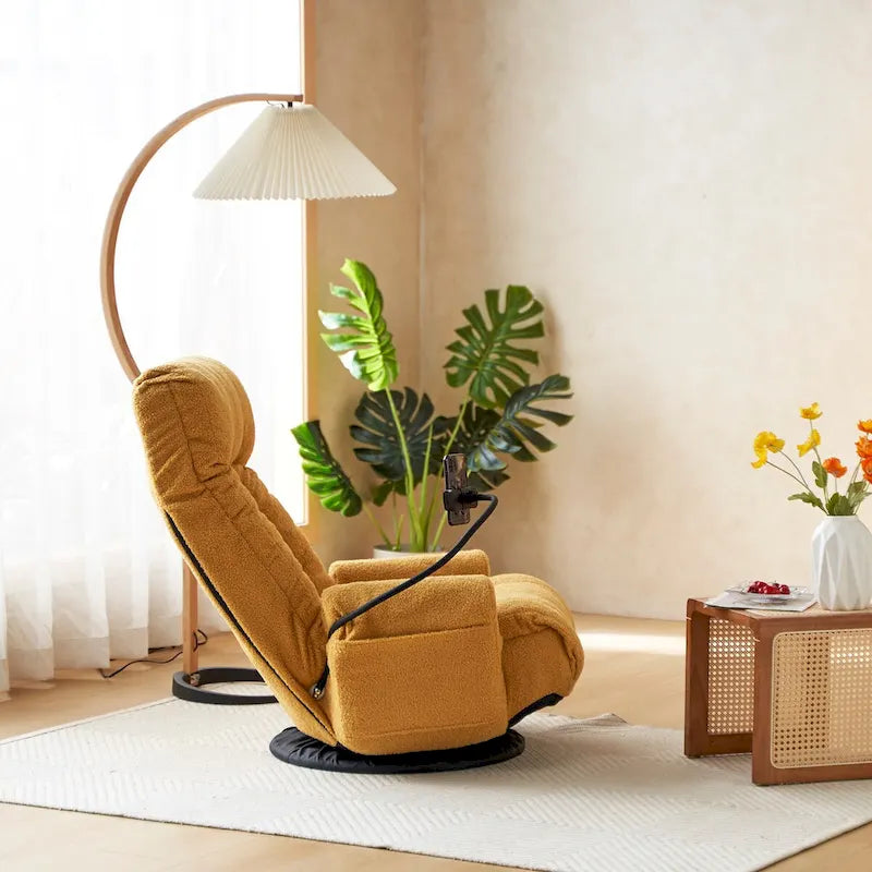 Poltrona reclinabile girevole singola con poggiatesta regolabile – Giallo / Grigio / Verde / Beige