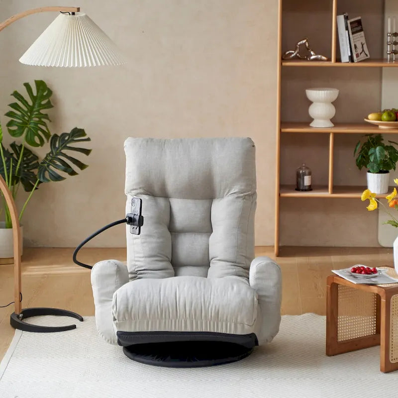 Poltrona reclinabile girevole singola con poggiatesta regolabile – Giallo / Grigio / Verde / Beige
