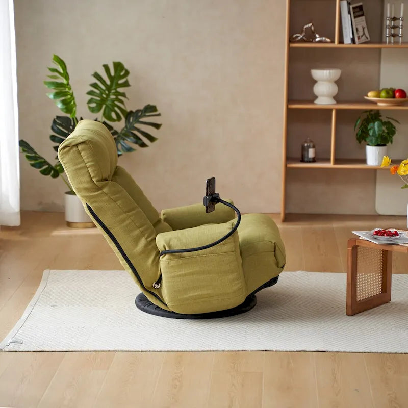 Poltrona reclinabile girevole singola con poggiatesta regolabile – Giallo / Grigio / Verde / Beige