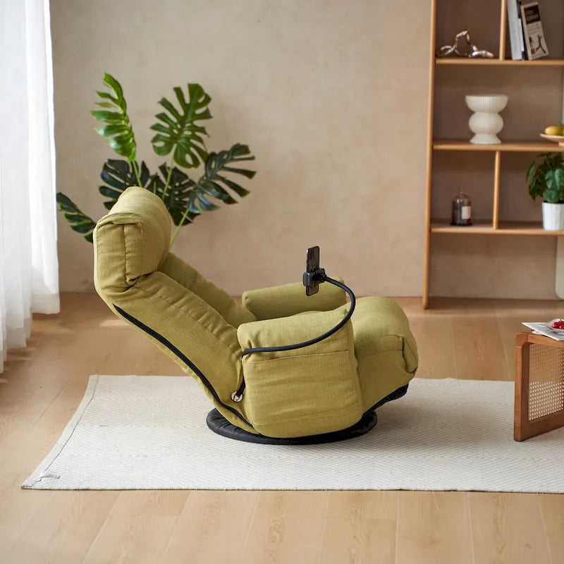 Poltrona reclinabile girevole singola con poggiatesta regolabile – Giallo / Grigio / Verde / Beige