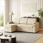 Divano letto modulare a L con contenitore e porta di ricarica | Beige / Grigio / Nero | Posti a sedere 3-4