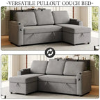 Divano letto modulare a L con contenitore e porta di ricarica | Beige / Grigio / Nero | Posti a sedere 3-4