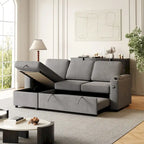 Divano letto modulare a L con contenitore e porta di ricarica | Beige / Grigio / Nero | Posti a sedere 3-4