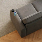 Divano letto modulare a L con contenitore e porta di ricarica | Beige / Grigio / Nero | Posti a sedere 3-4