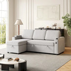 Divano letto modulare a L con contenitore e porta di ricarica | Beige / Grigio / Nero | Posti a sedere 3-4