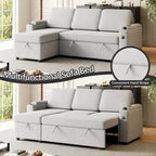 Divano letto modulare a L con contenitore e porta di ricarica | Beige / Grigio / Nero | Posti a sedere 3-4