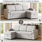 Divano letto modulare a L con contenitore e porta di ricarica | Beige / Grigio / Nero | Posti a sedere 3-4